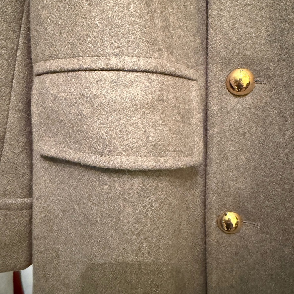 Todd Snyder Olive Military Coat with Gold Buttons & shearling Collar - Picture 3 of 16